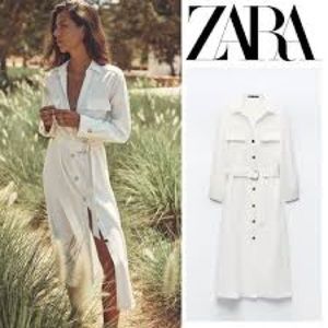 NWT Zara belted short dress with gold buttons. M